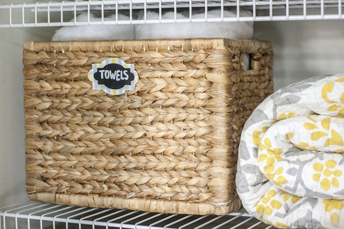 open basket storage for towels