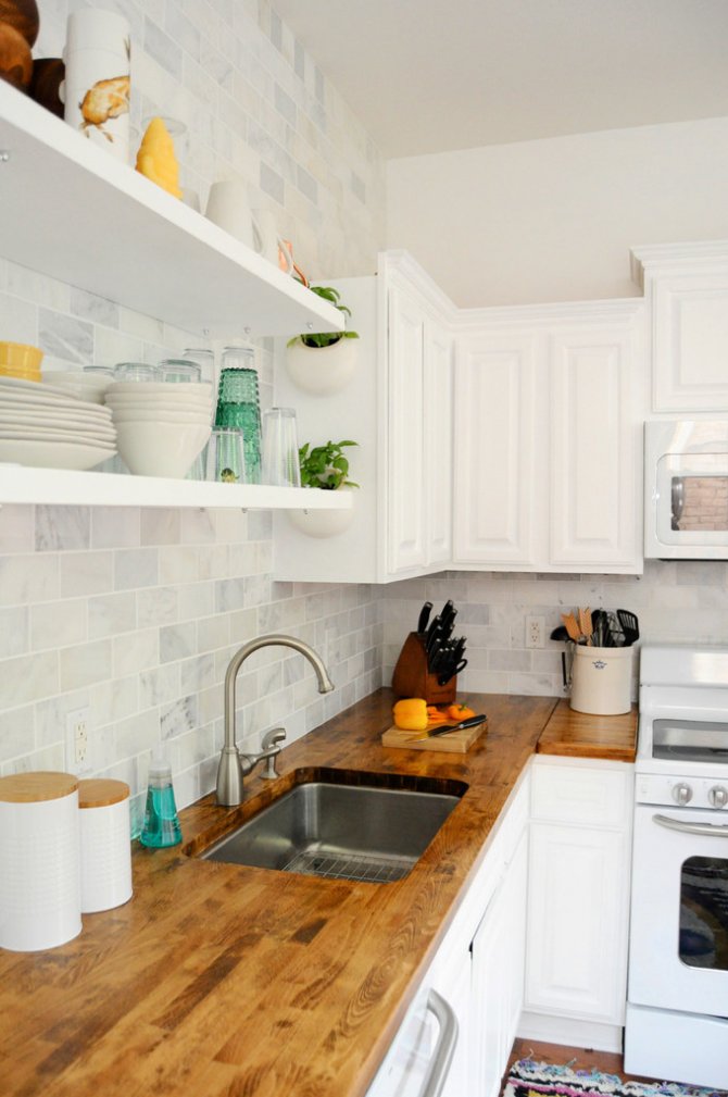 Butcher Block Countertop In White Kitchen Angie S List