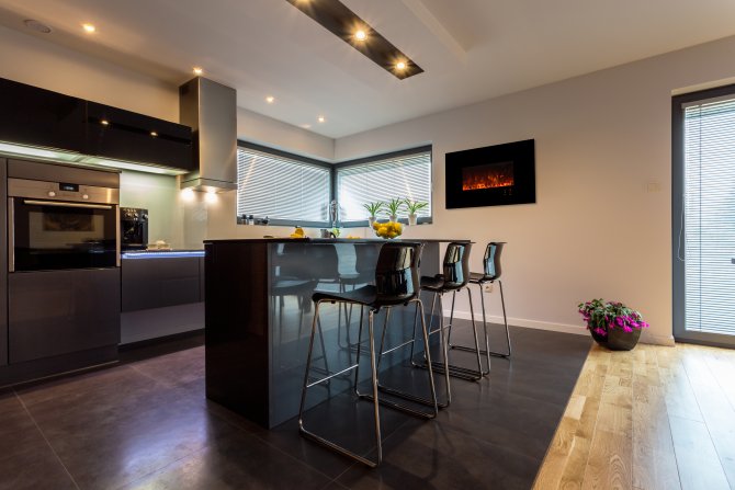 Small Electric Fireplace In Kitchen With Open Floor Plan Angie S - Electric Fireplace In The Kitchen Small Electric Fireplace In Kitchen With Open Floor Plan Angie S - Electric Fireplace In The Kitchen