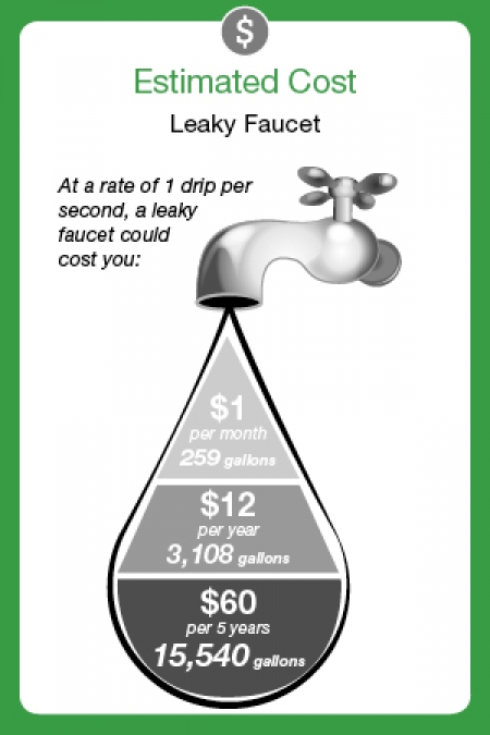 info graphic showing costs of water leak over 5 years