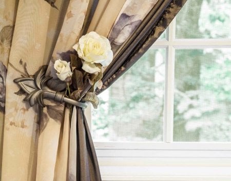 curtain holdback fixture with flowers