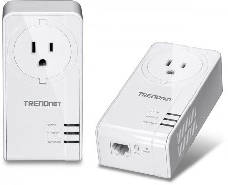 TRENDnet Powerline 1200 AV2 Adapter Kit with Built-in Outlet, model TPL-421E2K.