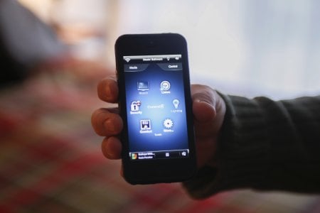 Smartphone alarm system controls