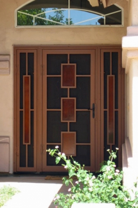 metal security screen door on house