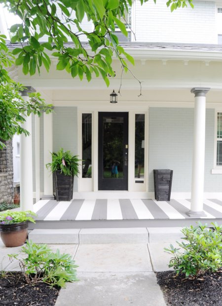 front porch with painted stripes
