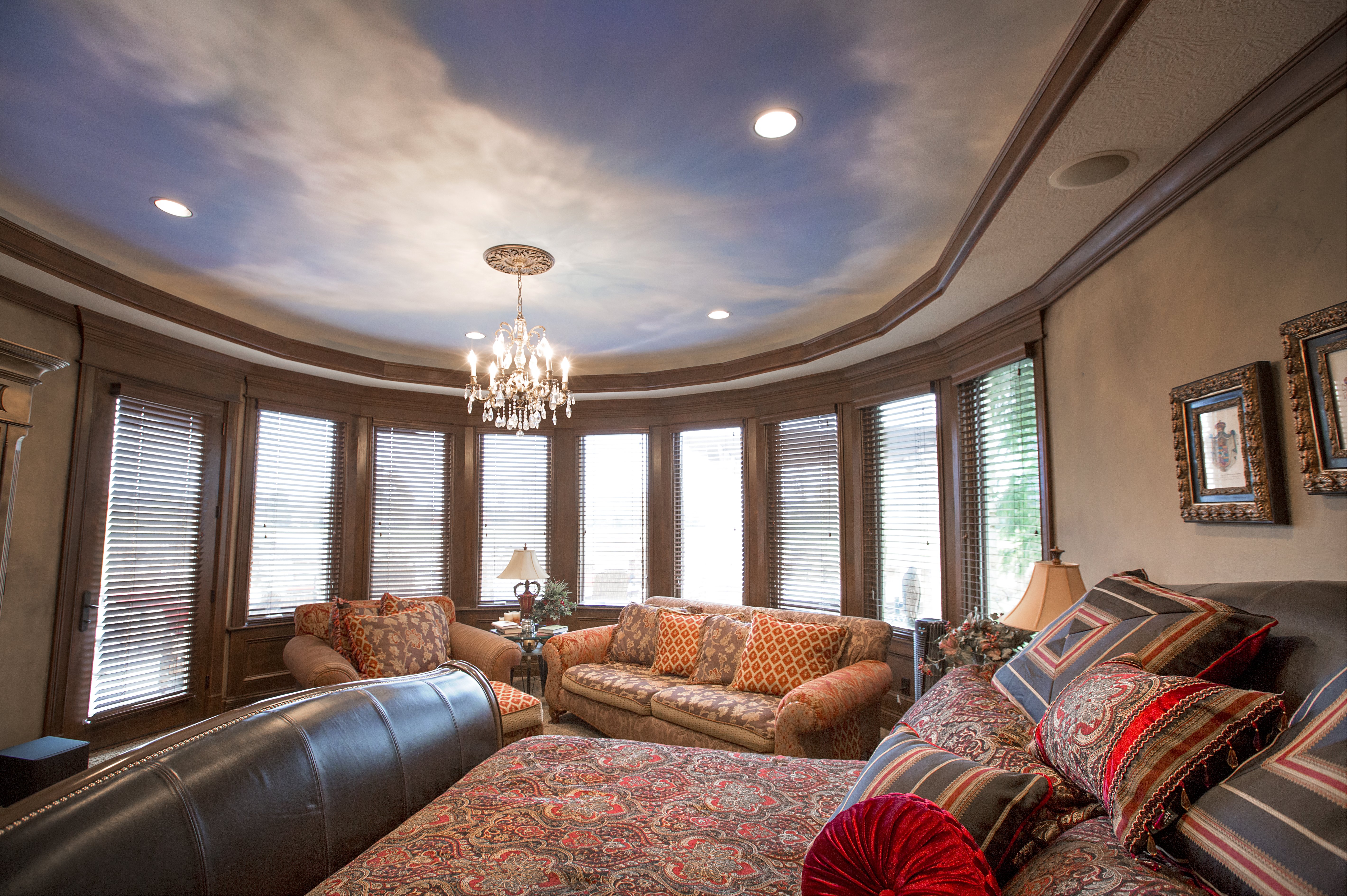 Chandelier in bedroom