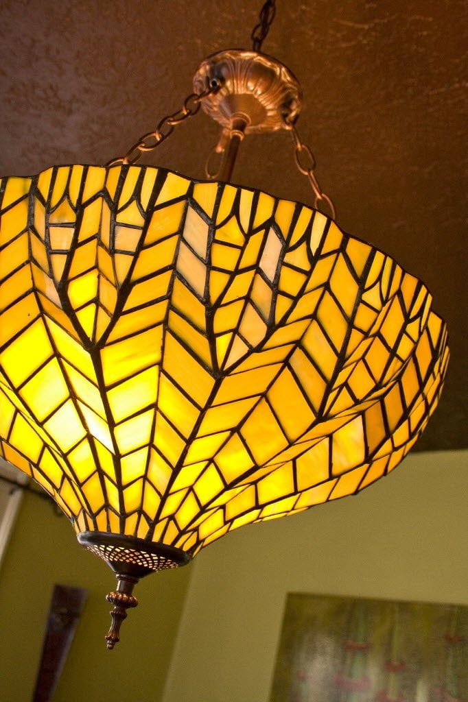stained glass shade chandelier