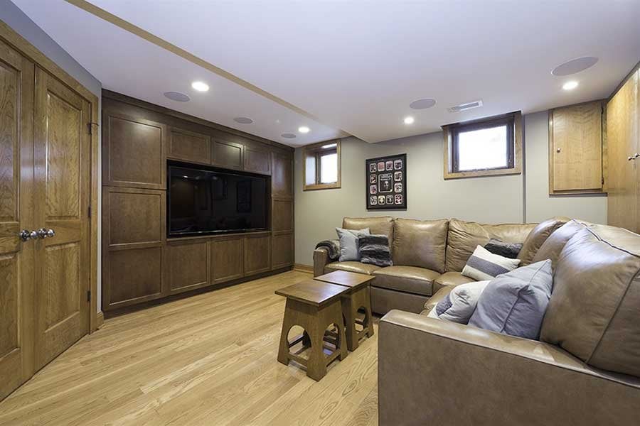 basement remodel with new media room