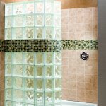 stand alone shower with glass block