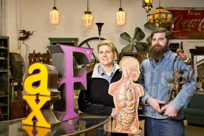 owners standing inside an antique store (Photo by Eldon Lindsay)