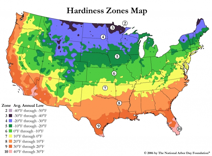 tree hardiness zone map