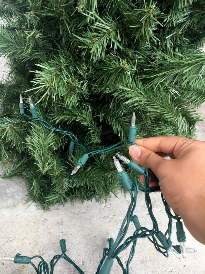 Add some lights and any other decor to your DIY Christmas tree to complete the look. (Photo by Melissa Riker/The Happier Homemaker)