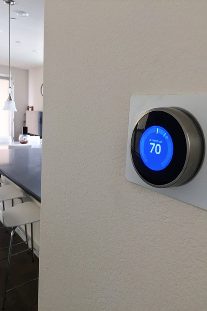 programmable thermostat on wall