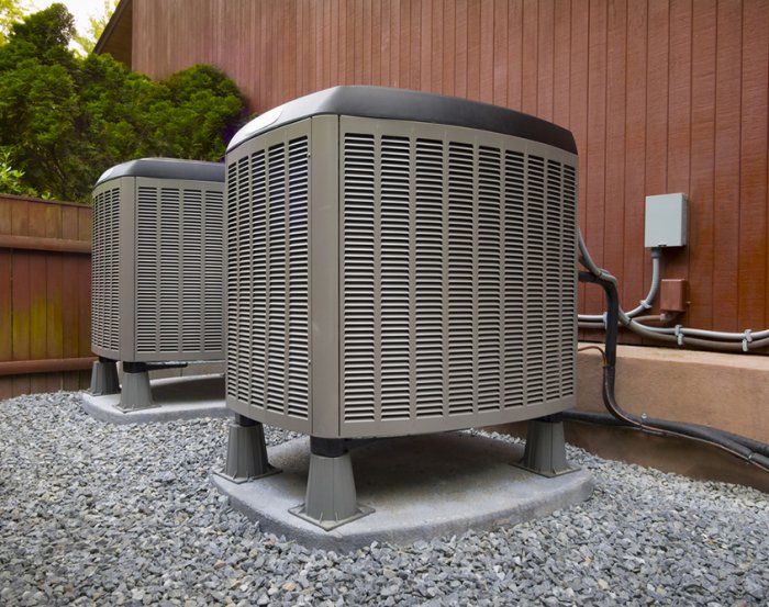 outdoor a/c unit on gravel