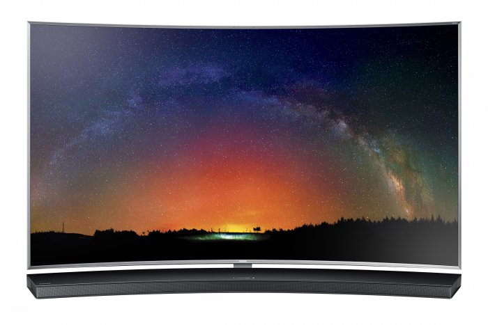 Can A Sound Bar Improve Your Hdtv Angie S List Samsung Hw J8500 Sound Bar Set Up In Front Of A Curved Hdtv