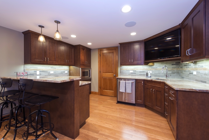 newly remodeled kitchen with bar