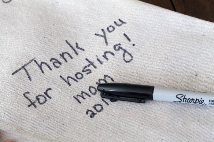 Have everyone sign and date a table cloth that you make or buy to create a family heirloom that can be passed down in the future. (Photo by Jordan Hurd/The 2 Seasons blog)