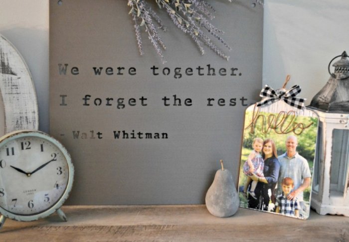 Wood photo on rustic table