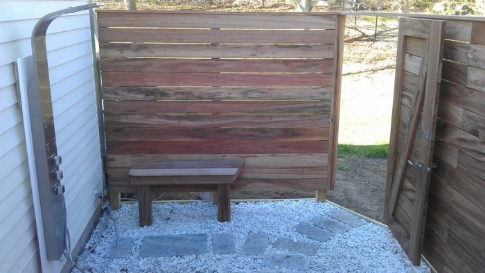 Outdoor shower on Cape Cod
