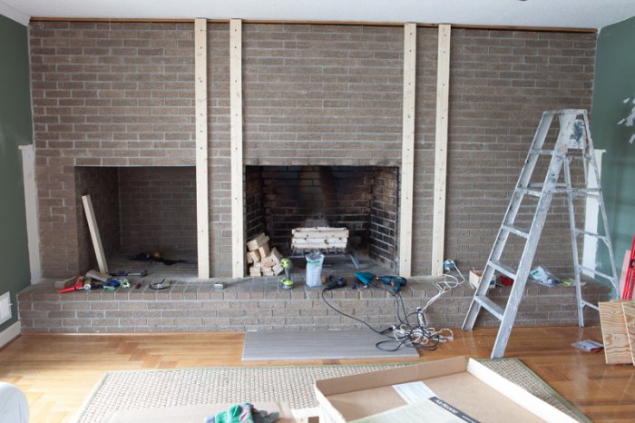 before and after fireplace makeover