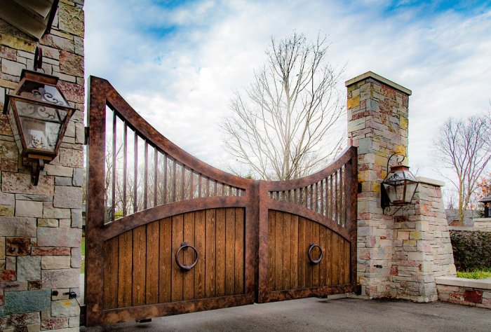 Iron and wood gate by Ryan Feeney of Indy Art Forge