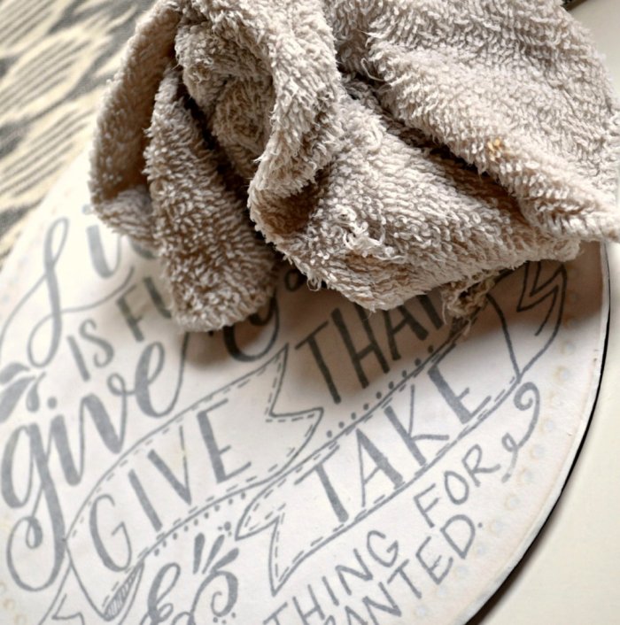 A wet washcloth will remove the paper and leave the design. (Photo by Abbey DeHart/The Cards We Drew)