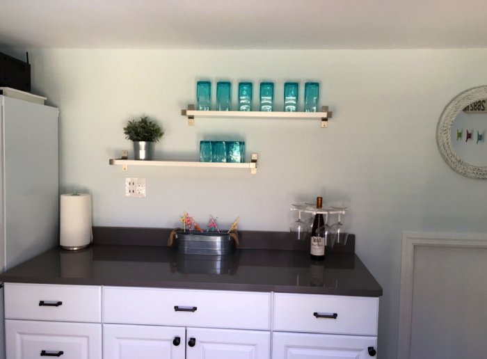 The finished pool house created a comfortable space to prep food and escape the heat.
