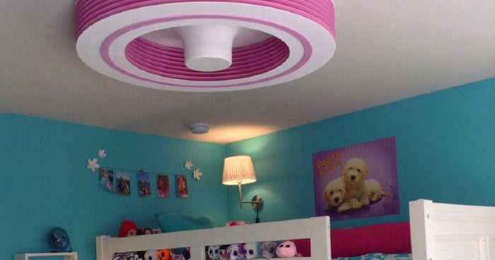 Pink Exhale bladeless ceiling fan