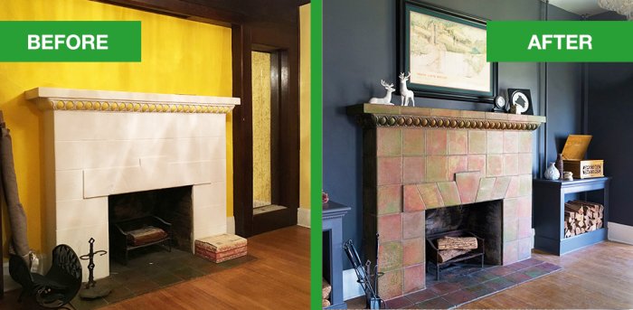 before and after fireplace makeover
