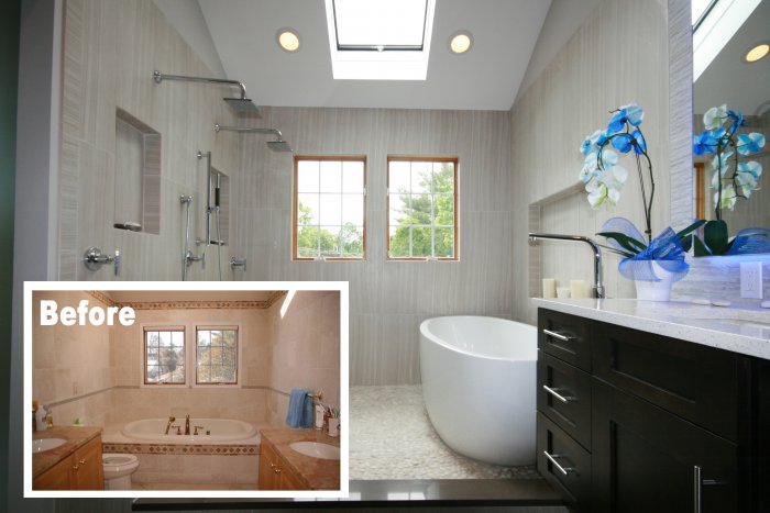 Master bathroom before and after
