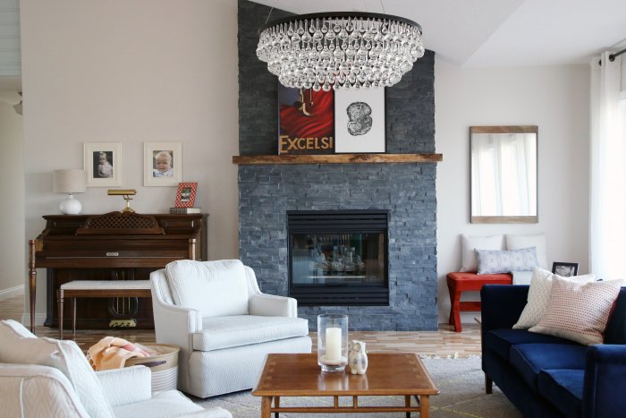 Stacked Stone Fireplace Makeover | Angie Julia Marcum