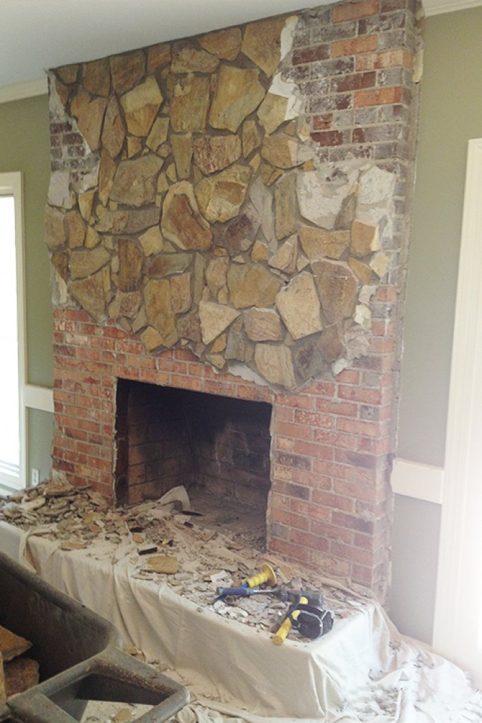 Concrete Industrial Fireplace Remodel Meets Cozy Chic | Angie Tasha Agruso