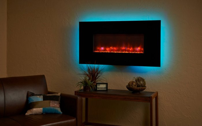 Electric fireplace in modern living room