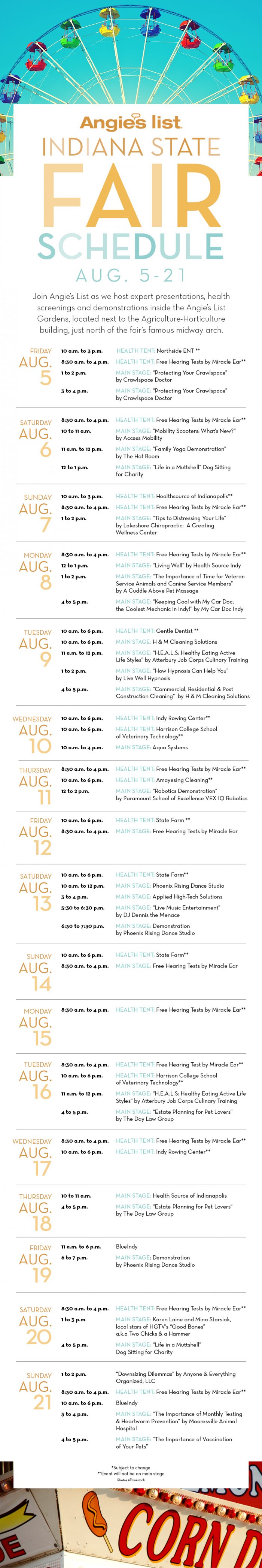 angie's list state fair schedule