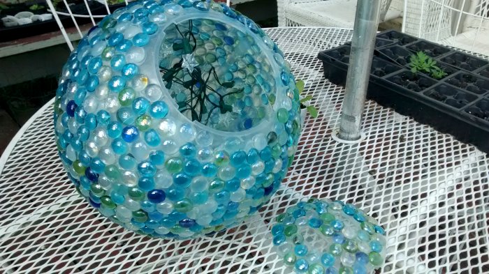 adding lights to DIY gazing ball