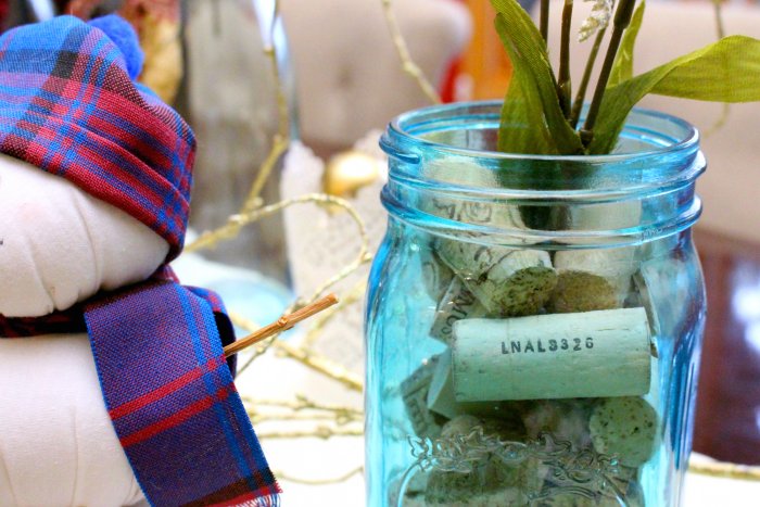 Mason jar filled with wine corks