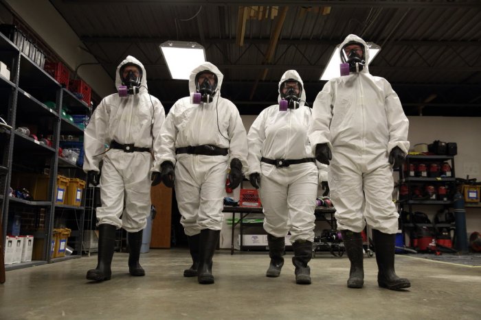 Hazardous disposal trainees at the Environmental Management Institute in Indianapolis, Indiana.