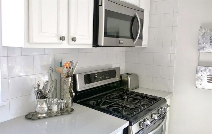 stove next to wall