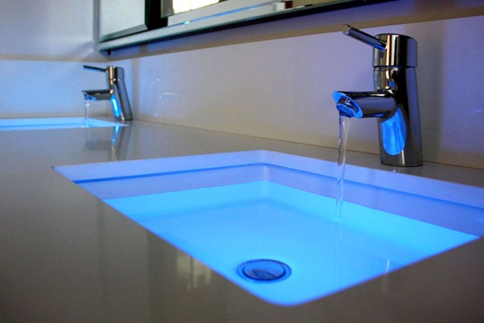 LED lights in sink