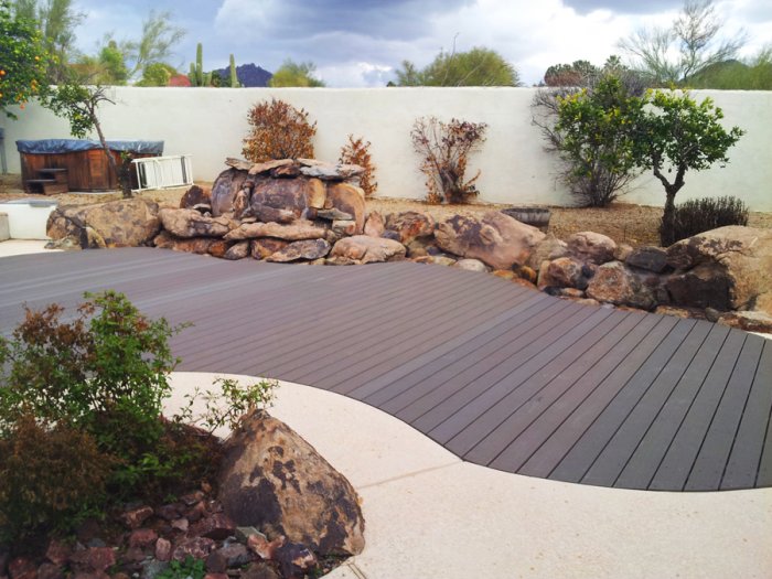 Pool covered with composite decking material