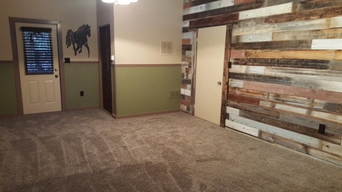 Remodeled room with reclaimed wood