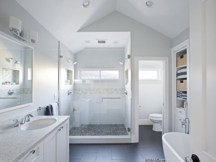 master bathroom with oversized shower