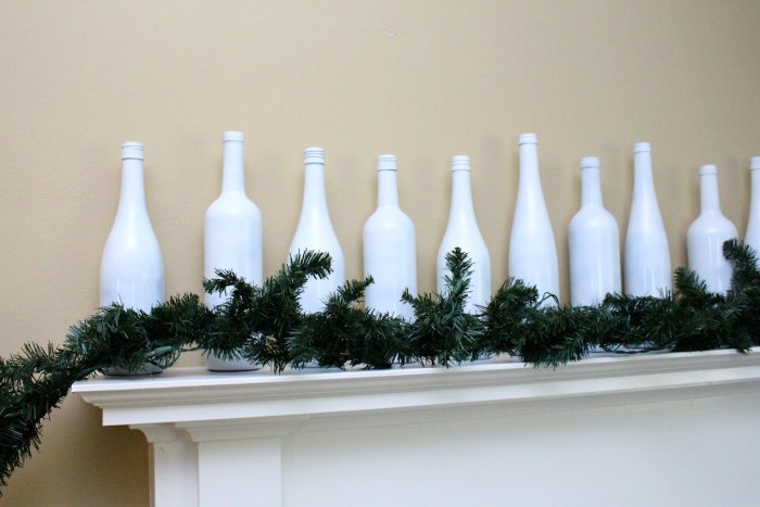 simple winter mantel display