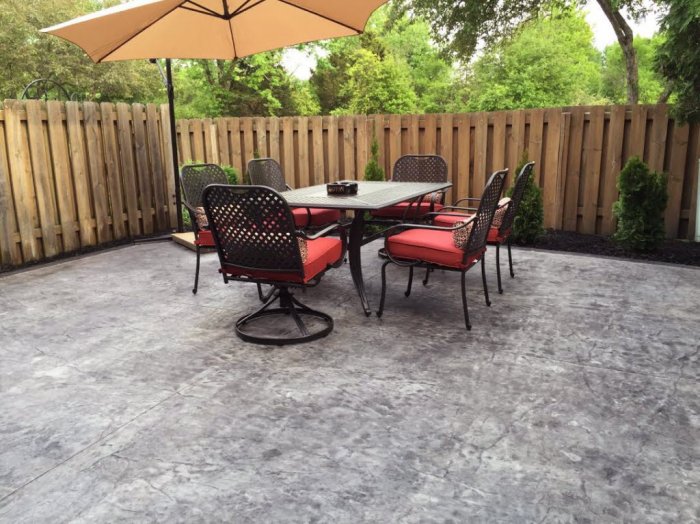 7 Tips To Hire The Best Stamped Concrete Contractor Angie S List A Table And Chair Set On Stamped Concrete The New Patio Installation