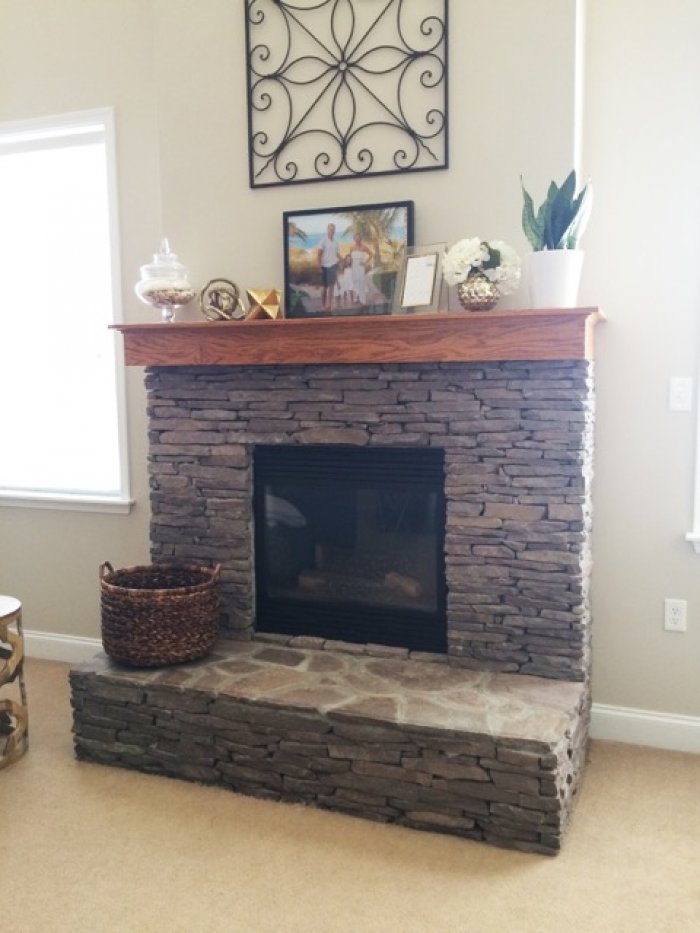 White Painted Stone Shiplap Fireplace Makeover Angie S List Stone Fireplace Mantel Before Photo
