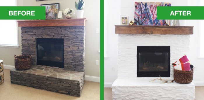 White Painted Stone Shiplap Fireplace Makeover Angie S List - How To Clean A Stone Fireplace Before Painting White Painted Stone Shiplap Fireplace Makeover Angie S List - How To Clean A Stone Fireplace Before Painting
