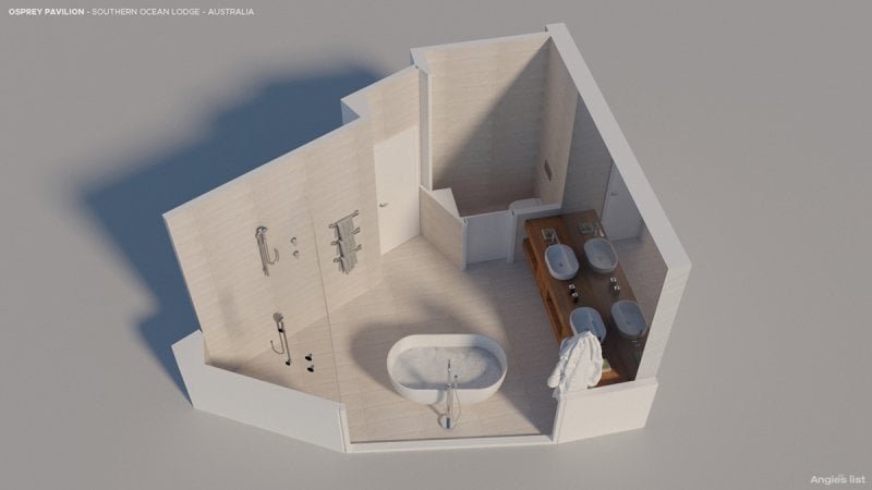 computer-generated overview of the osprey pavilion bathroom
