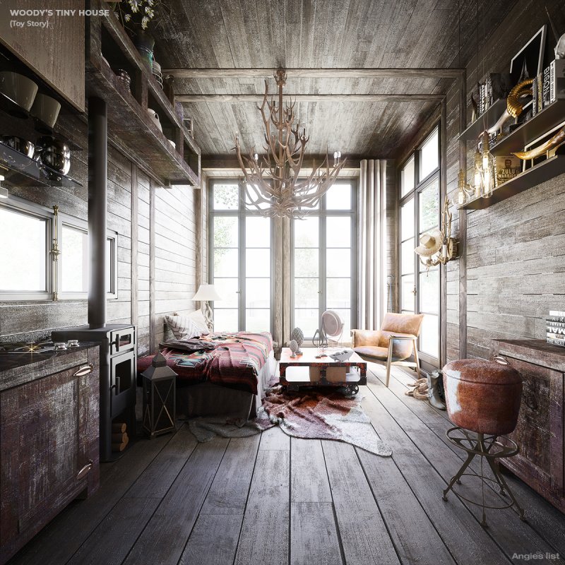 Woody's tiny house interior