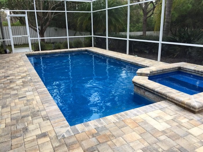 Pool and hot tub with lanai