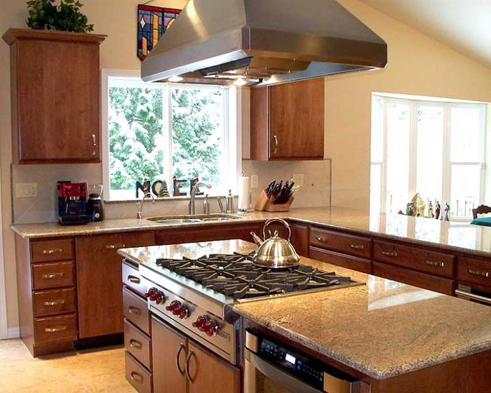 kitchen island with separate eating bar